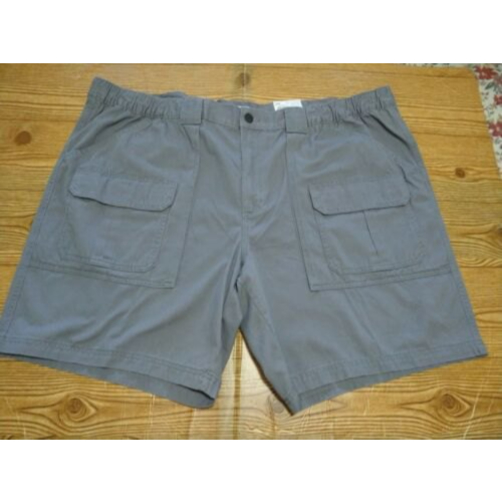 Croft & Barrow Cargo Shorts Men's 52 Big & Tall Side Elastic Gray Chino NWT(600)